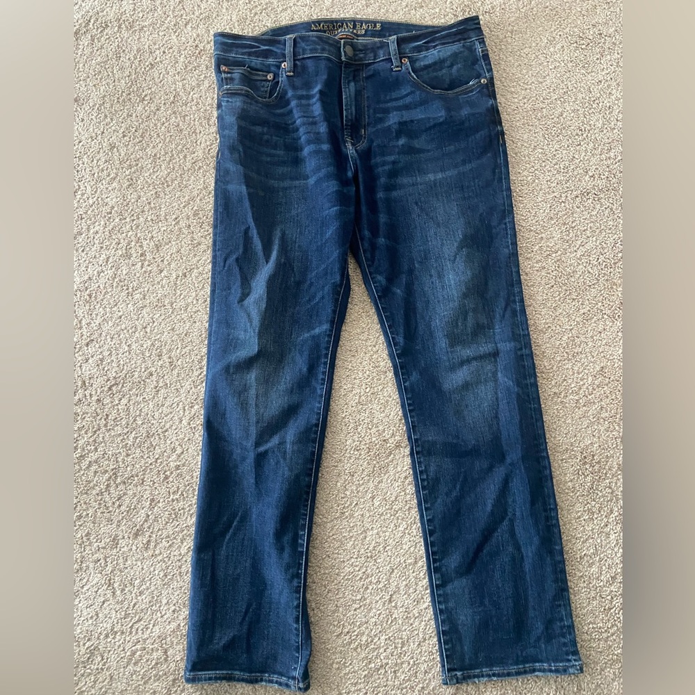 American Eagle Dark Wash Flex Slim Straight Jean - 36x32